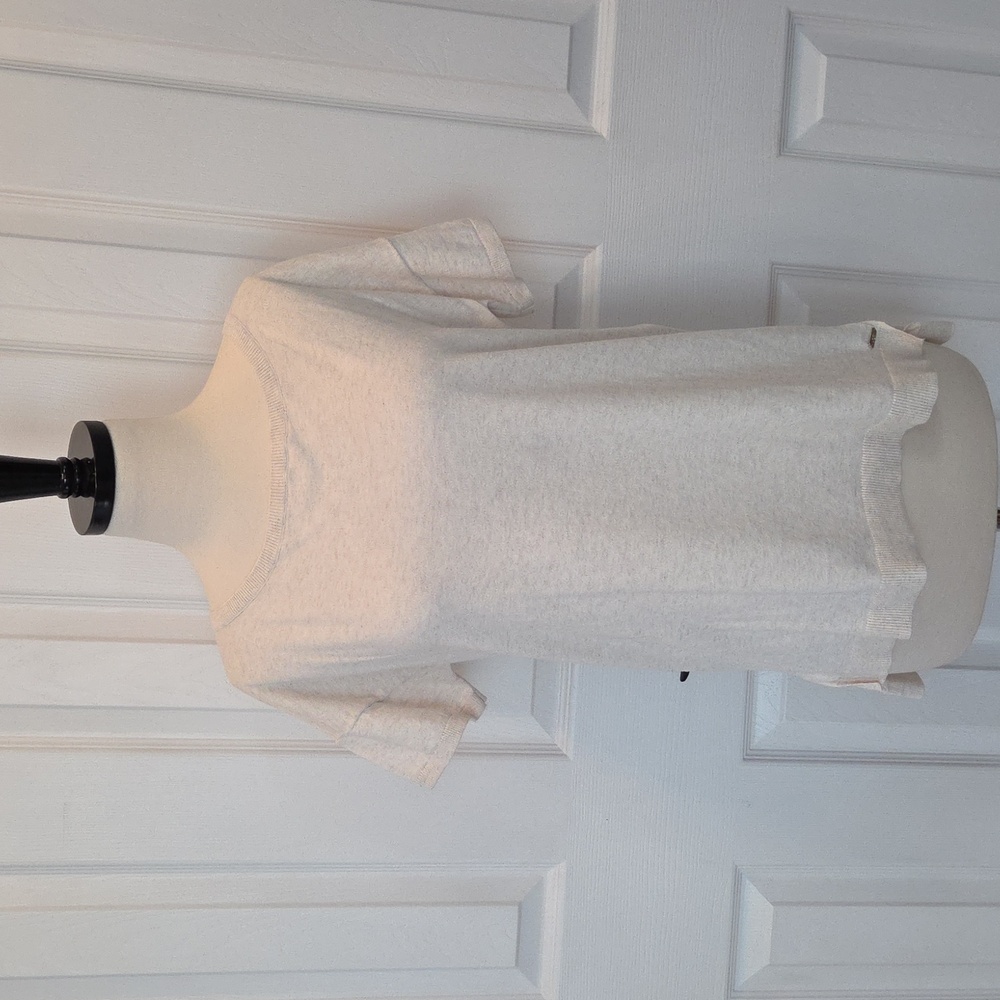UGG JADE SHORT SLEEVE LIGHTWEIGHT SWEATER TOP WHITE HEATHER BOATNECK SMALL